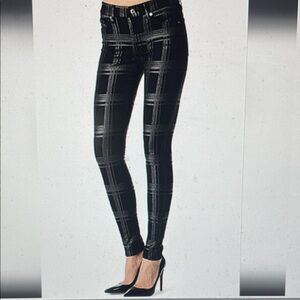 7 for all mankind Black and metallic silver Plaid jeans
